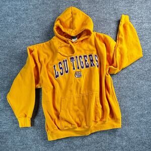 Vintage Y2K LSU Tigers Hoodie Mens XL Gold Embroidered Old Varsity Brand